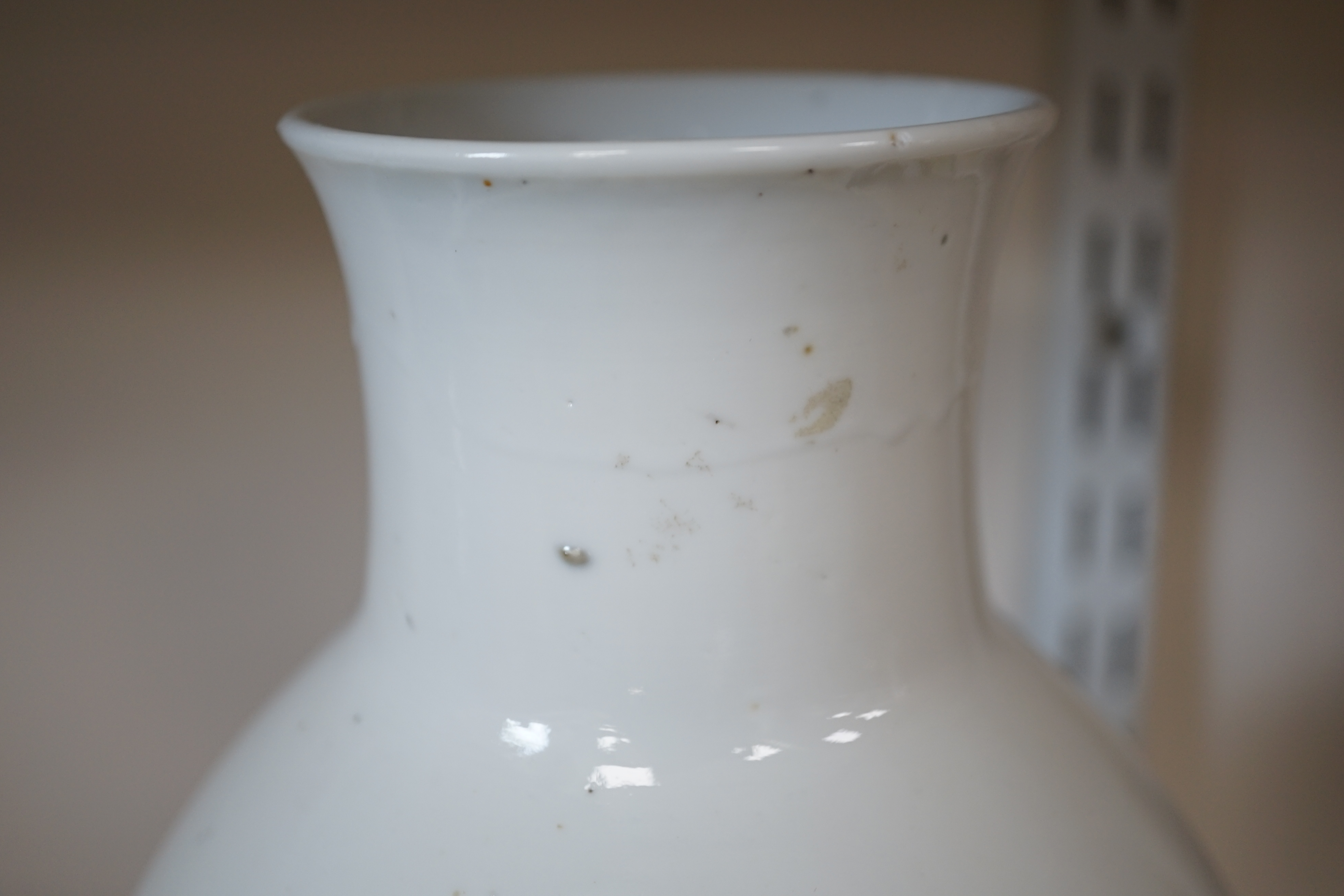 A large Chinese blue and white ovoid vase, early 20th century, firing crack